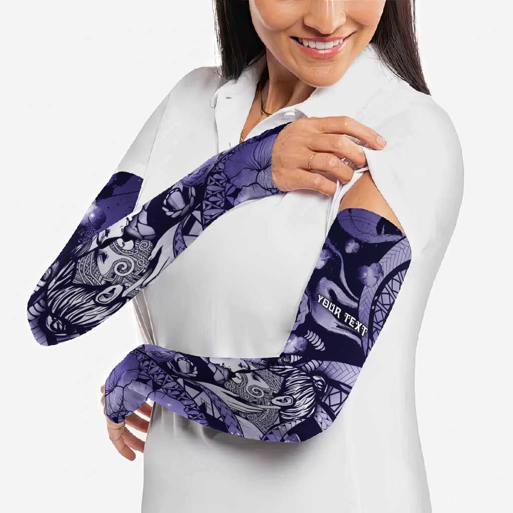 Personalised Maori Romantic Valentine Arm Sleeves The Hongi Kiss Purple Galaxy DT05 - Polynesian Pride