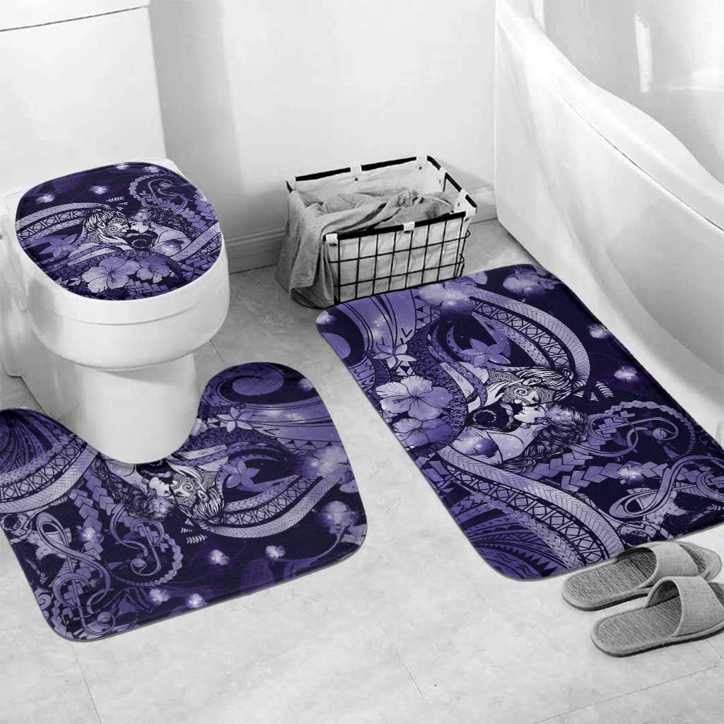 Maori Romantic Valentine Bathroom Set The Hongi Kiss Purple Galaxy