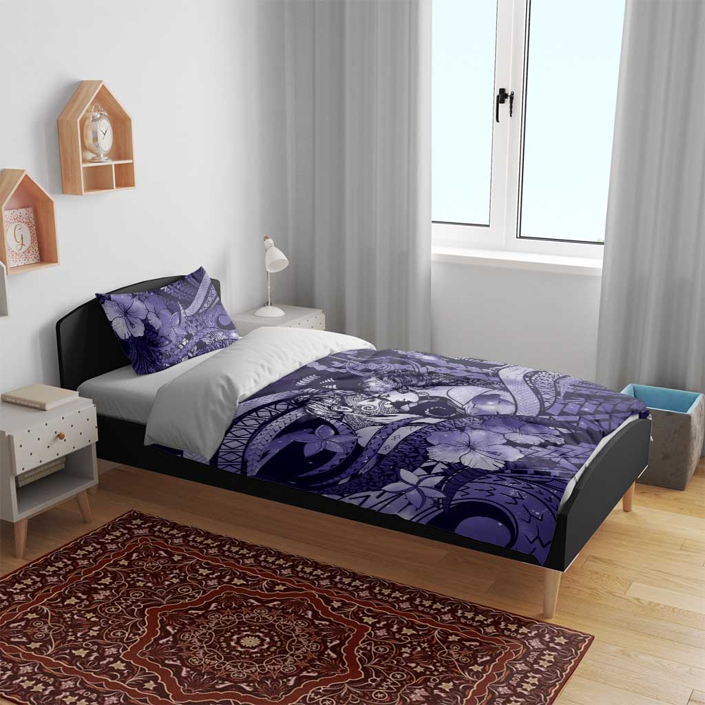 Maori Romantic Valentine Bedding Set The Hongi Kiss Purple Galaxy