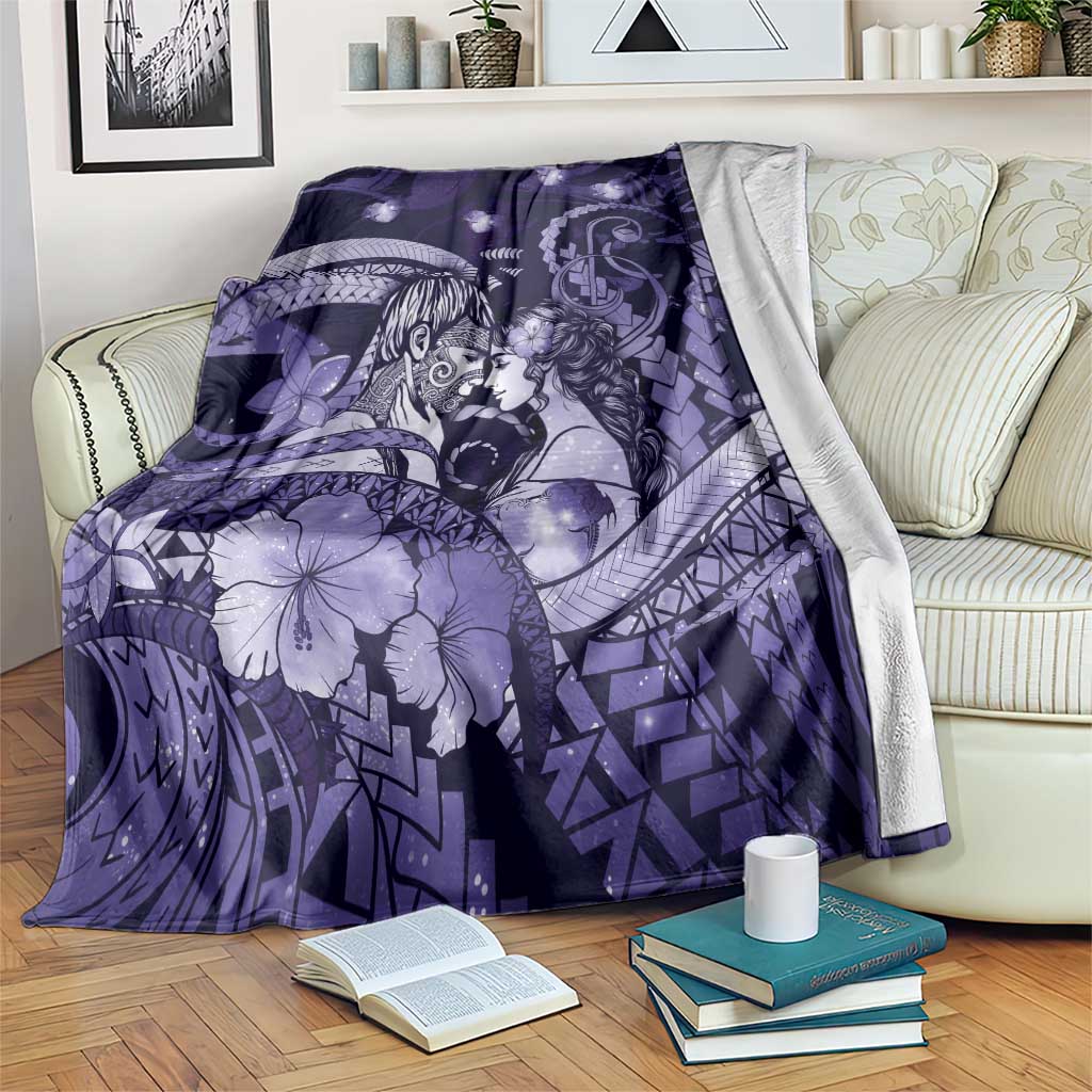 Maori Romantic Valentine Blanket The Hongi Kiss Purple Galaxy DT05 Purple - Polynesian Pride