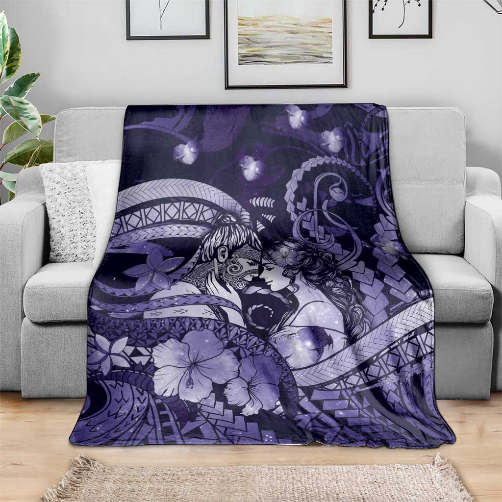Maori Romantic Valentine Blanket The Hongi Kiss Purple Galaxy DT05 - Polynesian Pride