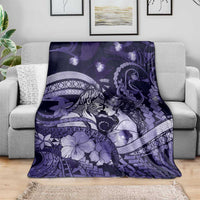 Maori Romantic Valentine Blanket The Hongi Kiss Purple Galaxy DT05 - Polynesian Pride
