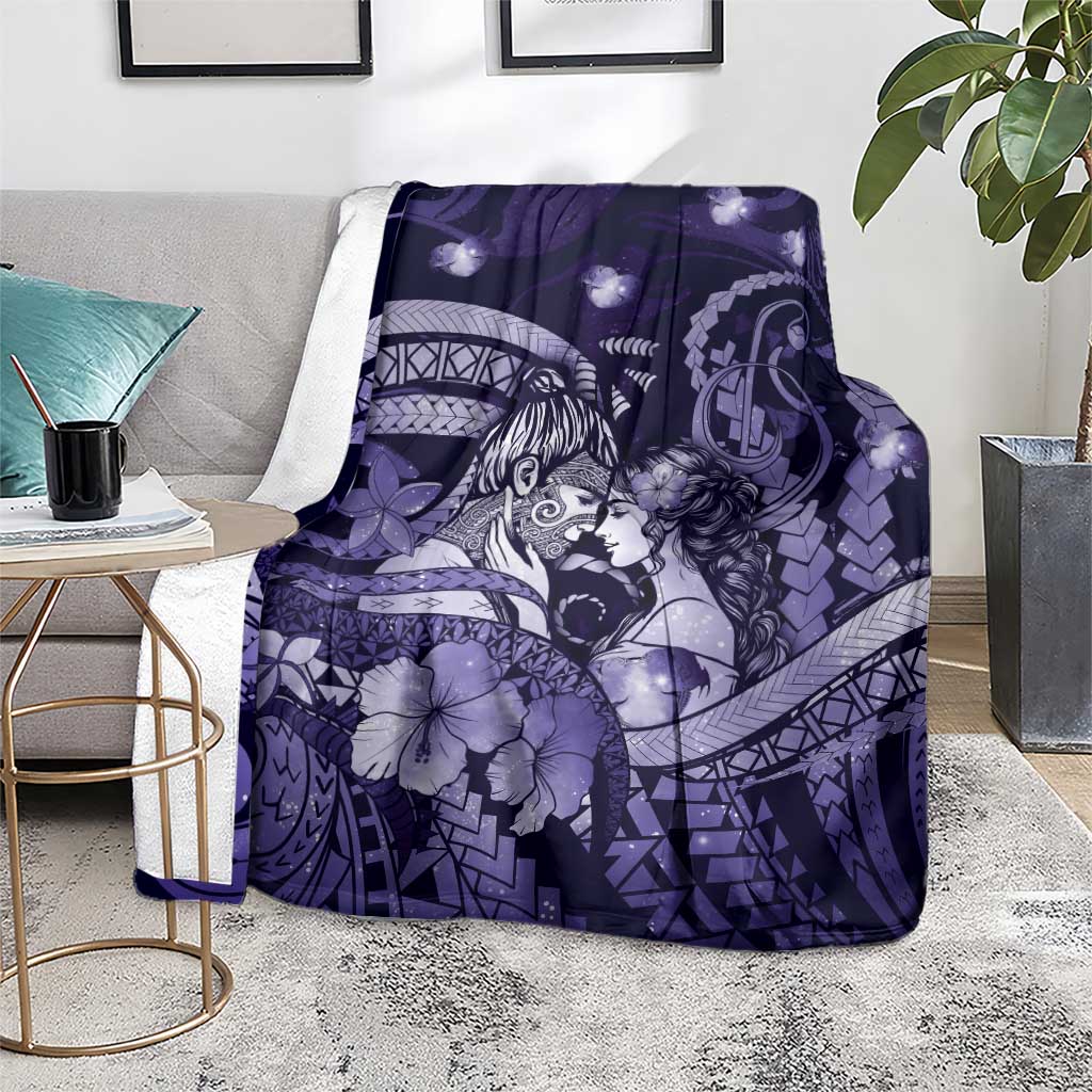 Maori Romantic Valentine Blanket The Hongi Kiss Purple Galaxy DT05 - Polynesian Pride