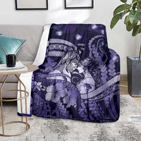 Maori Romantic Valentine Blanket The Hongi Kiss Purple Galaxy DT05 - Polynesian Pride