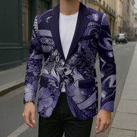 Personalised Maori Romantic Valentine Blazer The Hongi Kiss Purple Galaxy
