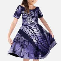 Personalised Maori Romantic Valentine Family Matching Off The Shoulder Long Sleeve Dress and Hawaiian Shirt The Hongi Kiss Purple Galaxy