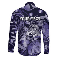 Personalised Maori Romantic Valentine Family Matching Tank Maxi Dress and Hawaiian Shirt The Hongi Kiss Purple Galaxy