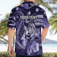 Personalised Maori Romantic Valentine Hawaiian Shirt The Hongi Kiss Purple Galaxy