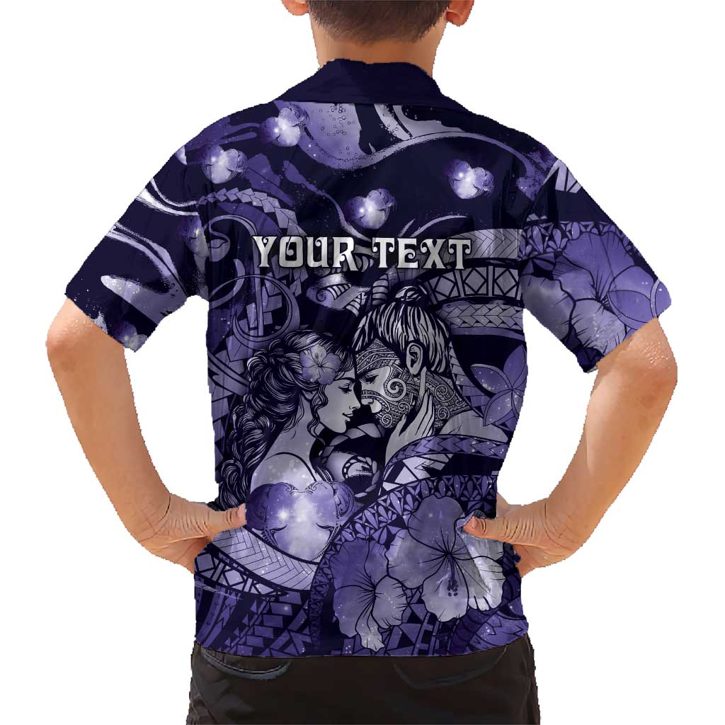 Personalised Maori Romantic Valentine Hawaiian Shirt The Hongi Kiss Purple Galaxy