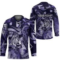 Personalised Maori Romantic Valentine Hockey Jersey The Hongi Kiss Purple Galaxy