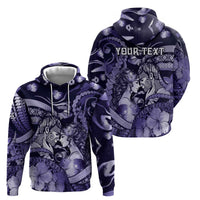 Personalised Maori Romantic Valentine Hoodie The Hongi Kiss Purple Galaxy