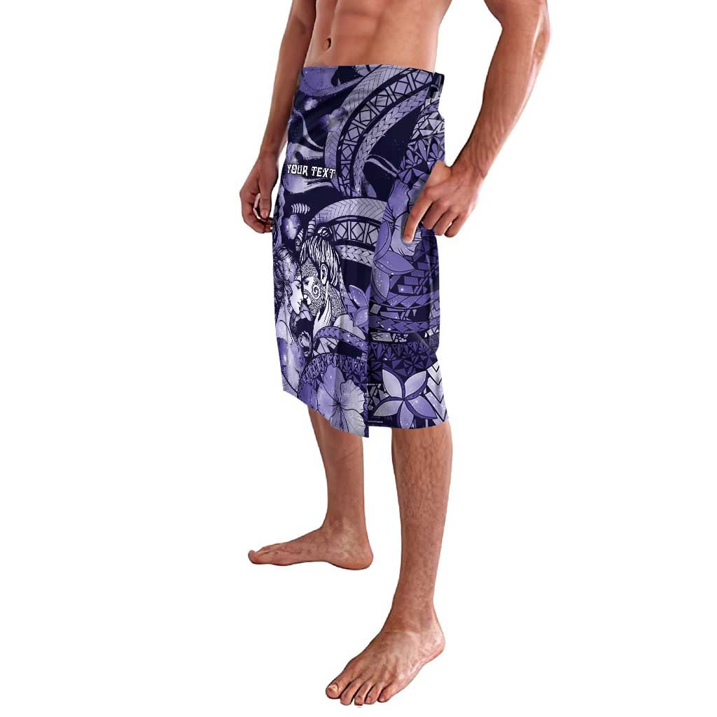 Personalised Maori Romantic Valentine Lavalava The Hongi Kiss Purple Galaxy