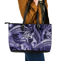 Maori Romantic Valentine Leather Tote Bag The Hongi Kiss Purple Galaxy DT05 - Polynesian Pride