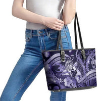 Maori Romantic Valentine Leather Tote Bag The Hongi Kiss Purple Galaxy DT05 - Polynesian Pride