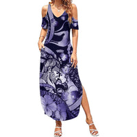 Personalised Maori Romantic Valentine Summer Maxi Dress The Hongi Kiss Purple Galaxy