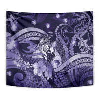 Maori Romantic Valentine Tapestry The Hongi Kiss Purple Galaxy