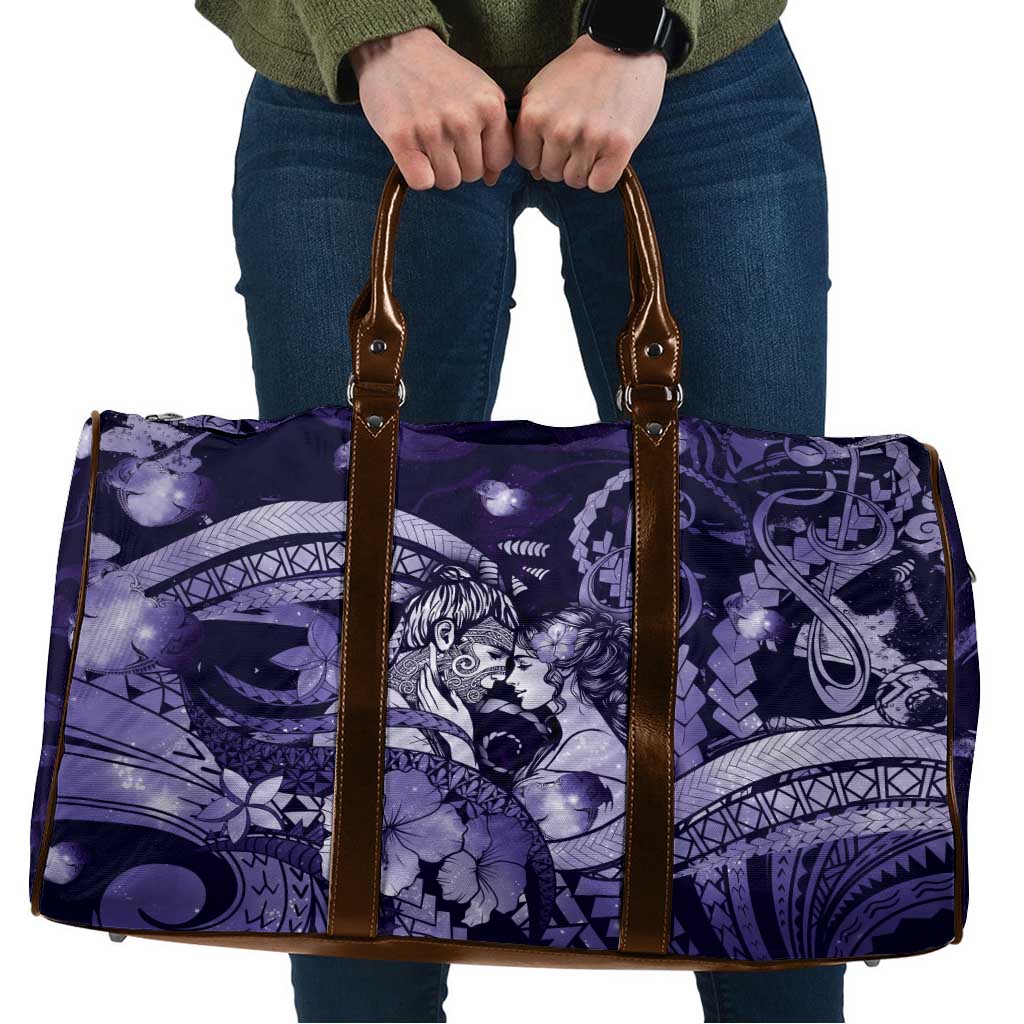 Maori Romantic Valentine Travel Bag The Hongi Kiss Purple Galaxy DT05 Purple - Polynesian Pride