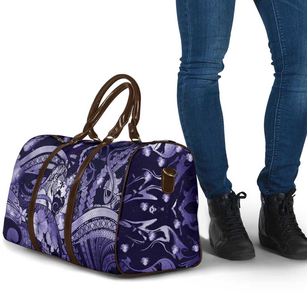 Maori Romantic Valentine Travel Bag The Hongi Kiss Purple Galaxy DT05 - Polynesian Pride
