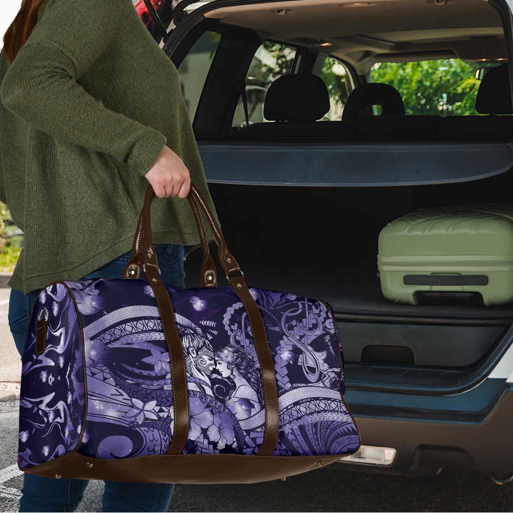 Maori Romantic Valentine Travel Bag The Hongi Kiss Purple Galaxy DT05 - Polynesian Pride