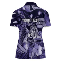 Personalised Maori Romantic Valentine Women Polo Shirt The Hongi Kiss Purple Galaxy