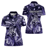 Personalised Maori Romantic Valentine Women Polo Shirt The Hongi Kiss Purple Galaxy