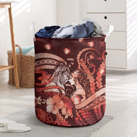 Maori Romantic Valentine Laundry Basket The Hongi Kiss Red Galaxy DT05 Red - Polynesian Pride