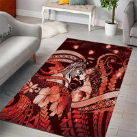 Maori Romantic Valentine Area Rug The Hongi Kiss Red Galaxy DT05 - Polynesian Pride