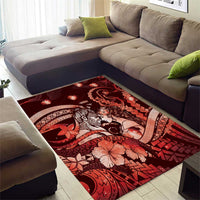 Maori Romantic Valentine Area Rug The Hongi Kiss Red Galaxy DT05 - Polynesian Pride