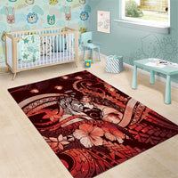 Maori Romantic Valentine Area Rug The Hongi Kiss Red Galaxy DT05 - Polynesian Pride