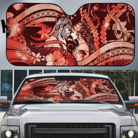 Maori Romantic Valentine Auto Sun Shade The Hongi Kiss Red Galaxy DT05 Red - Polynesian Pride