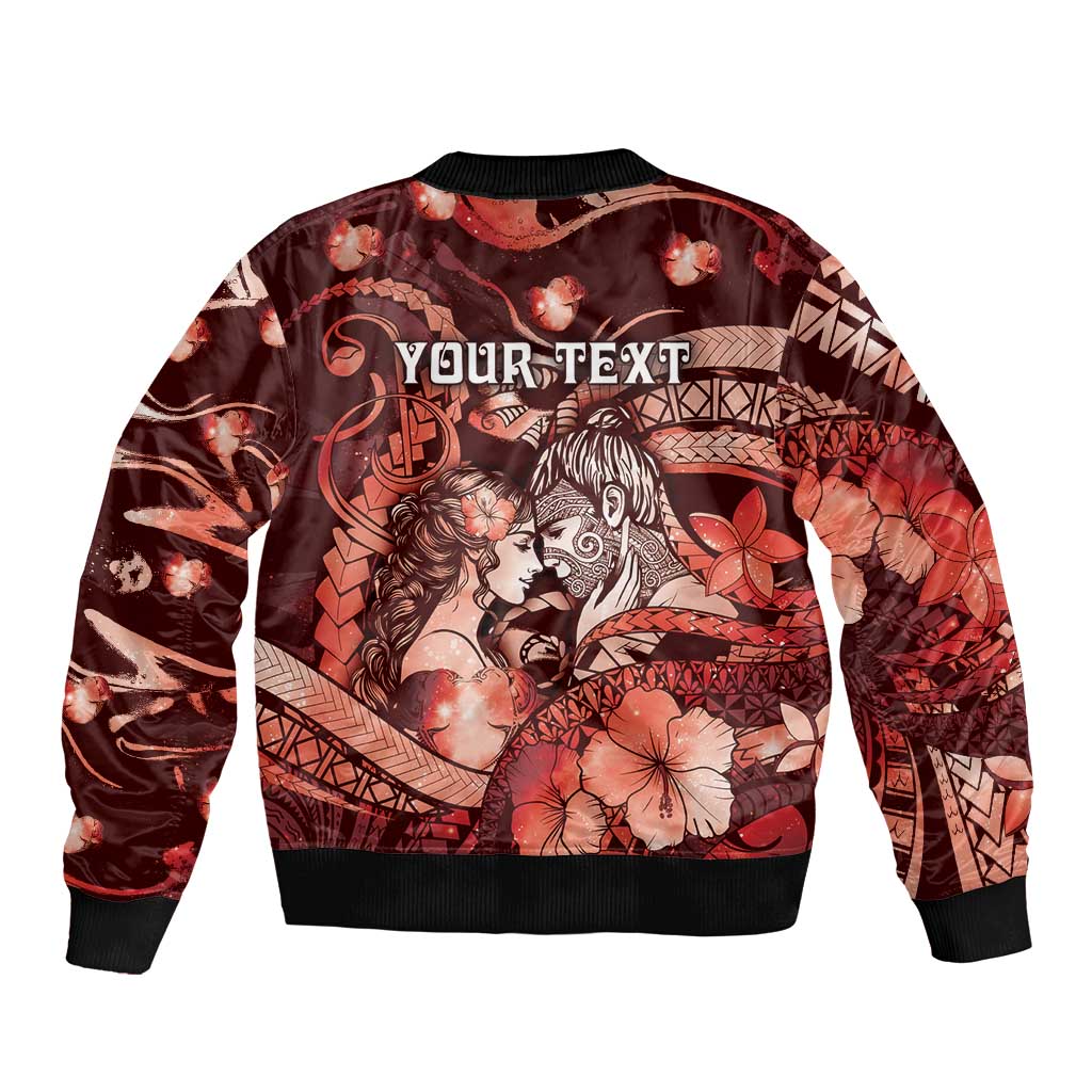 Personalised Maori Romantic Valentine Bomber Jacket The Hongi Kiss Red Galaxy DT05 - Polynesian Pride