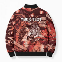 Personalised Maori Romantic Valentine Bomber Puffer Jacket The Hongi Kiss Red Galaxy