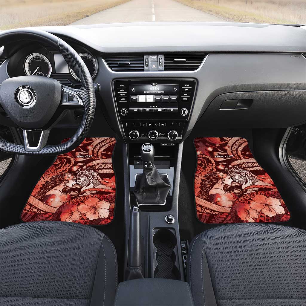 Personalised Maori Romantic Valentine Car Mats The Hongi Kiss Red Galaxy