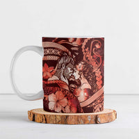 Personalised Maori Romantic Valentine Ceramic Mug The Hongi Kiss Red Galaxy DT05 Red - Polynesian Pride
