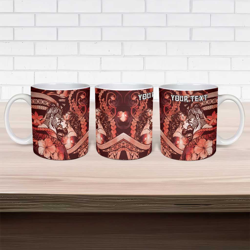 Personalised Maori Romantic Valentine Ceramic Mug The Hongi Kiss Red Galaxy DT05 - Polynesian Pride