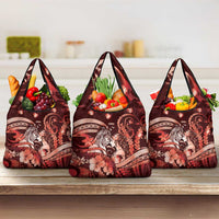 Maori Romantic Valentine Grocery Bag The Hongi Kiss Red Galaxy