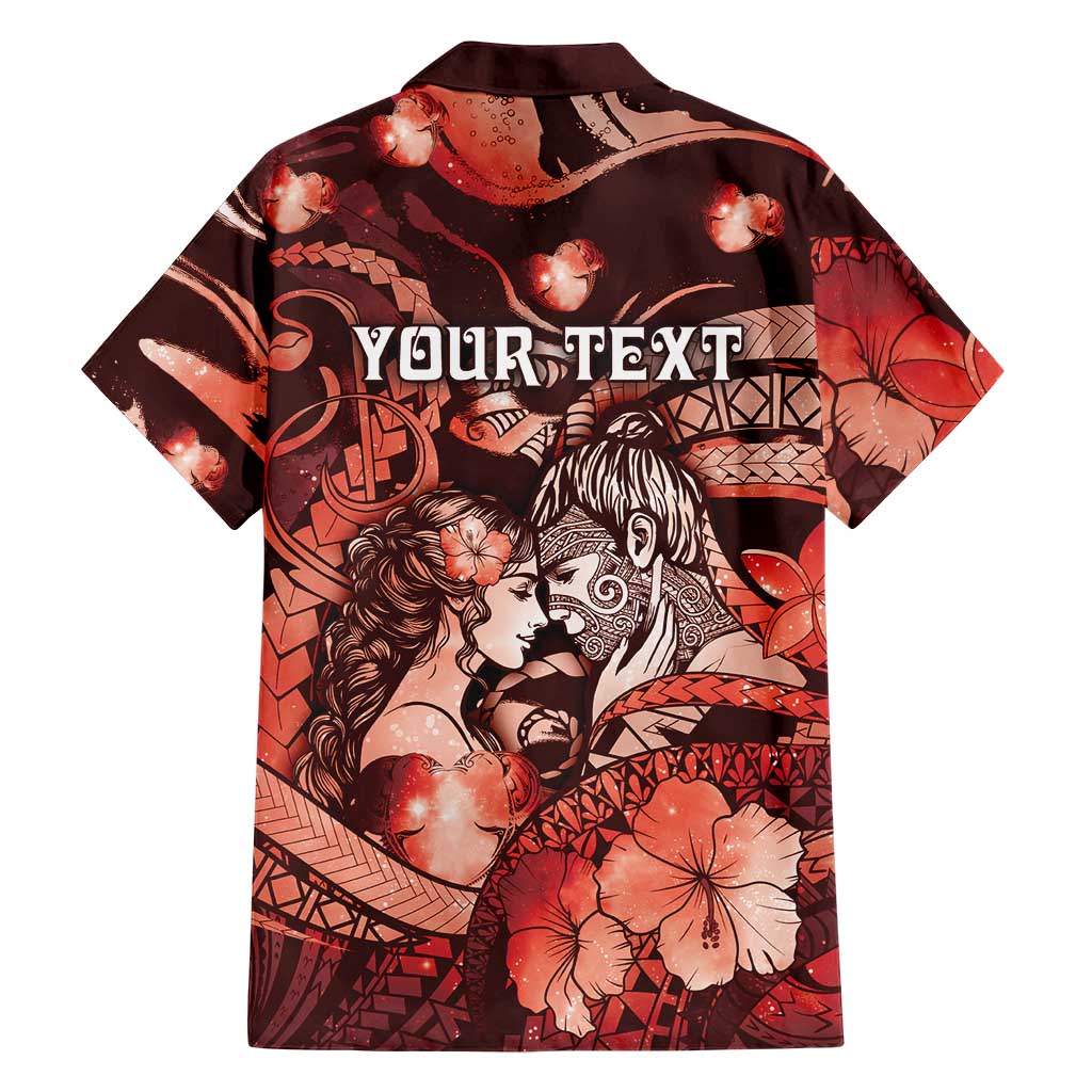 Personalised Maori Romantic Valentine Hawaiian Shirt The Hongi Kiss Red Galaxy DT05 - Polynesian Pride