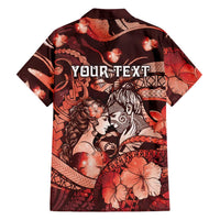 Personalised Maori Romantic Valentine Hawaiian Shirt The Hongi Kiss Red Galaxy DT05 - Polynesian Pride