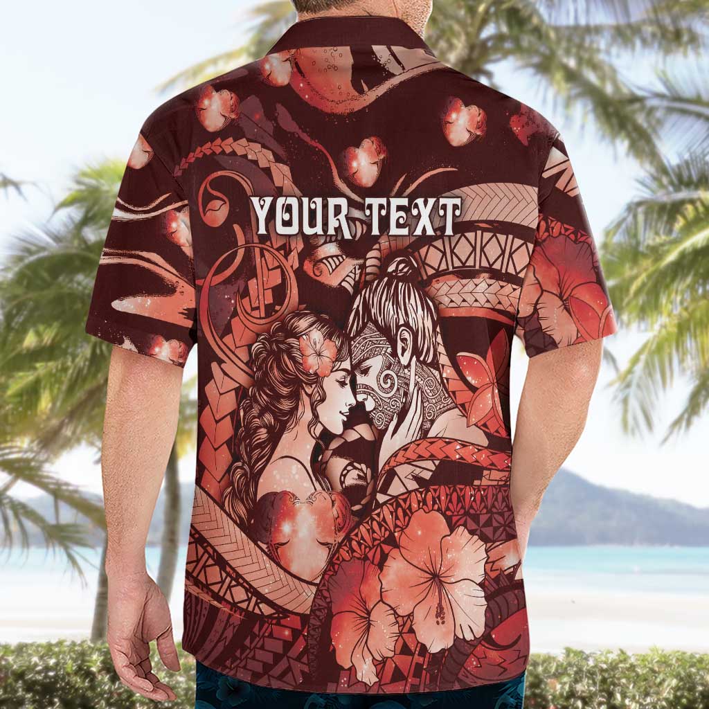 Personalised Maori Romantic Valentine Hawaiian Shirt The Hongi Kiss Red Galaxy DT05 - Polynesian Pride