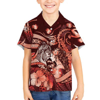 Personalised Maori Romantic Valentine Hawaiian Shirt The Hongi Kiss Red Galaxy DT05 - Polynesian Pride