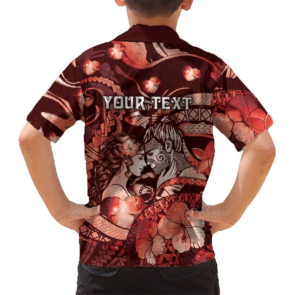 Personalised Maori Romantic Valentine Hawaiian Shirt The Hongi Kiss Red Galaxy DT05 - Polynesian Pride