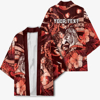 Personalised Maori Romantic Valentine Kimono The Hongi Kiss Red Galaxy DT05 - Polynesian Pride