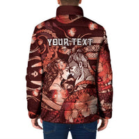Personalised Maori Romantic Valentine Padded Jacket The Hongi Kiss Red Galaxy DT05 - Polynesian Pride