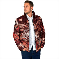 Personalised Maori Romantic Valentine Padded Jacket The Hongi Kiss Red Galaxy DT05 - Polynesian Pride