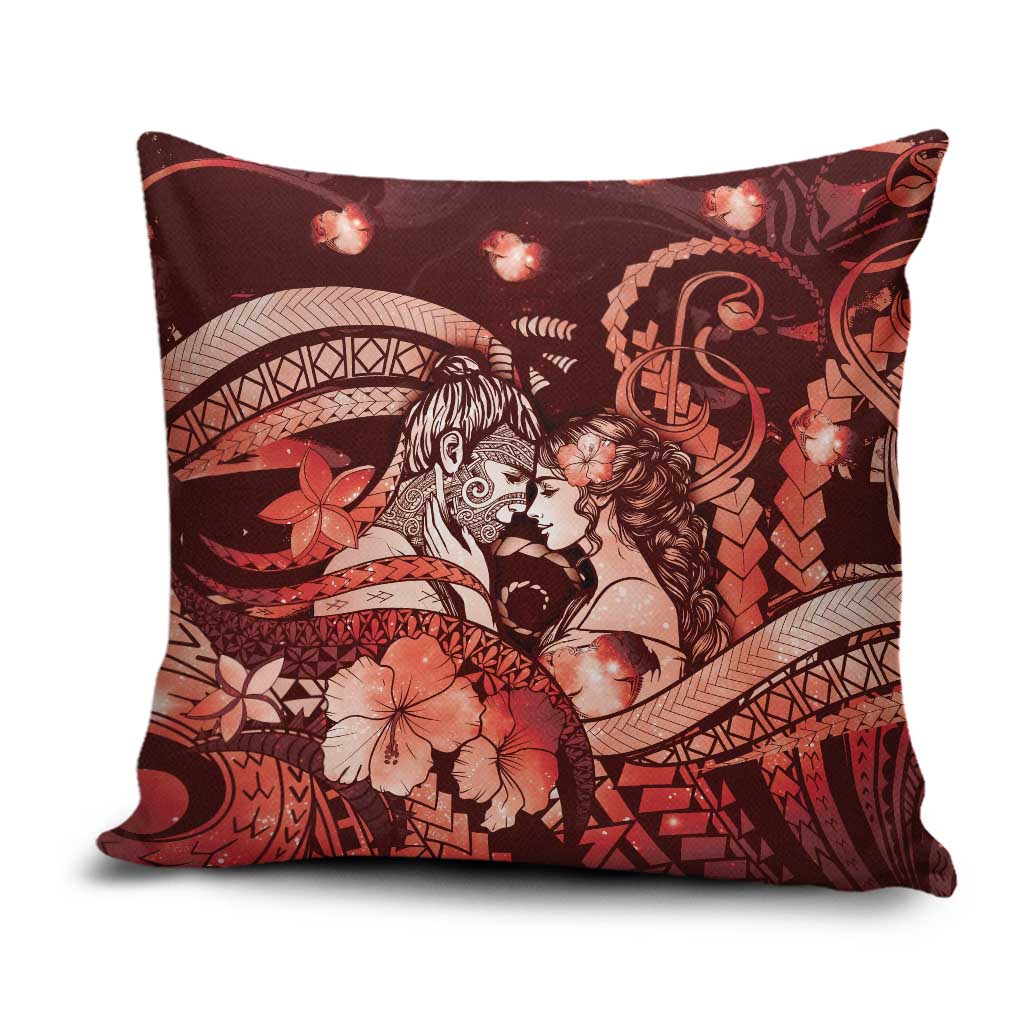 Maori Romantic Valentine Pillow Cover The Hongi Kiss Red Galaxy DT05 Red - Polynesian Pride