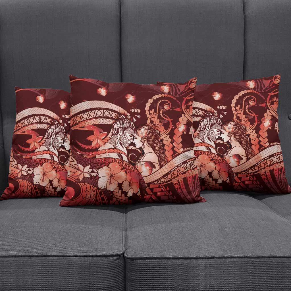Maori Romantic Valentine Pillow Cover The Hongi Kiss Red Galaxy DT05 - Polynesian Pride