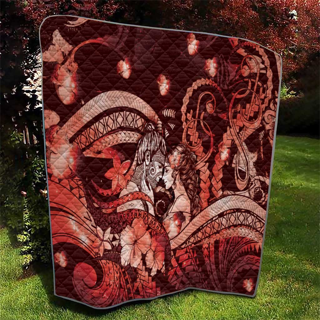 Maori Romantic Valentine Quilt The Hongi Kiss Red Galaxy DT05 - Polynesian Pride