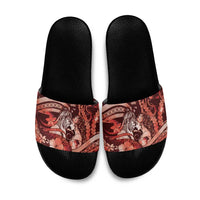 Maori Romantic Valentine Slide Sandals The Hongi Kiss Red Galaxy DT05 Red - Polynesian Pride