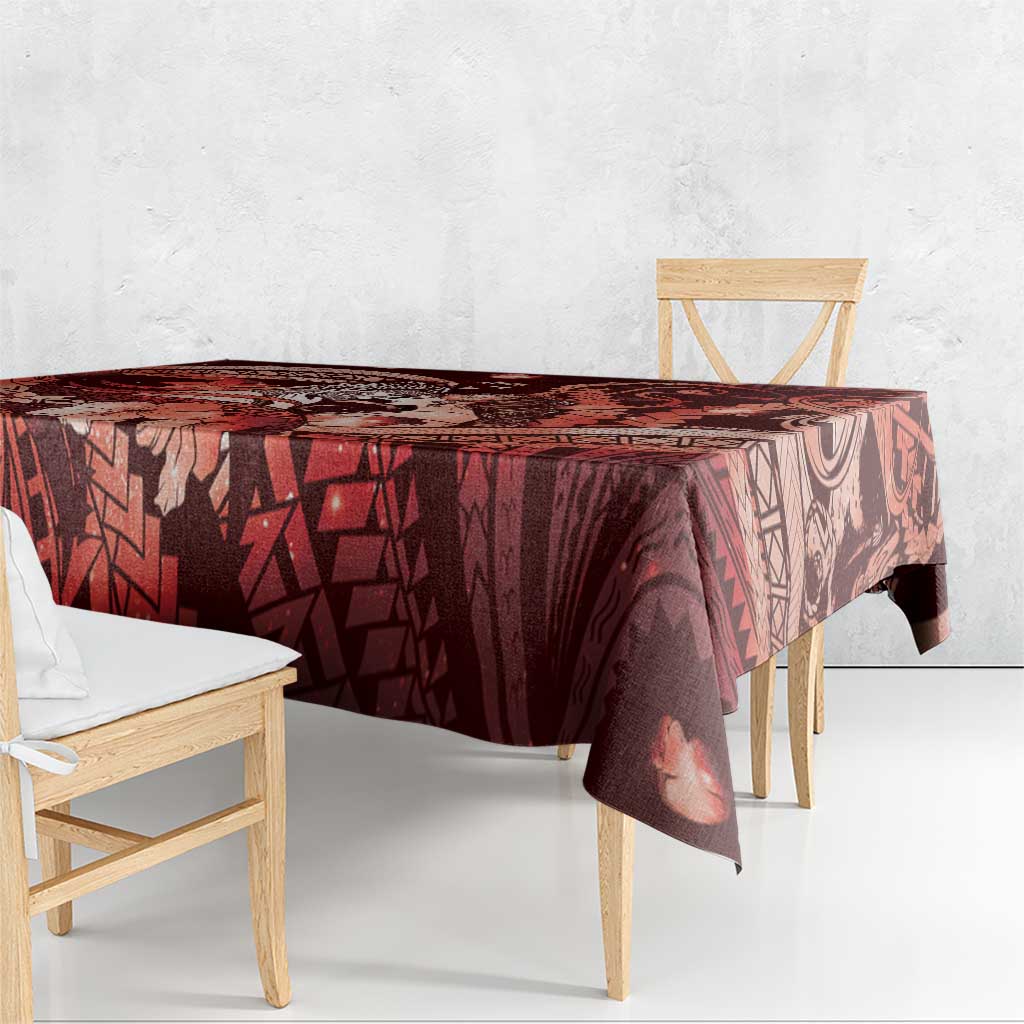 Maori Romantic Valentine Tablecloth The Hongi Kiss Red Galaxy