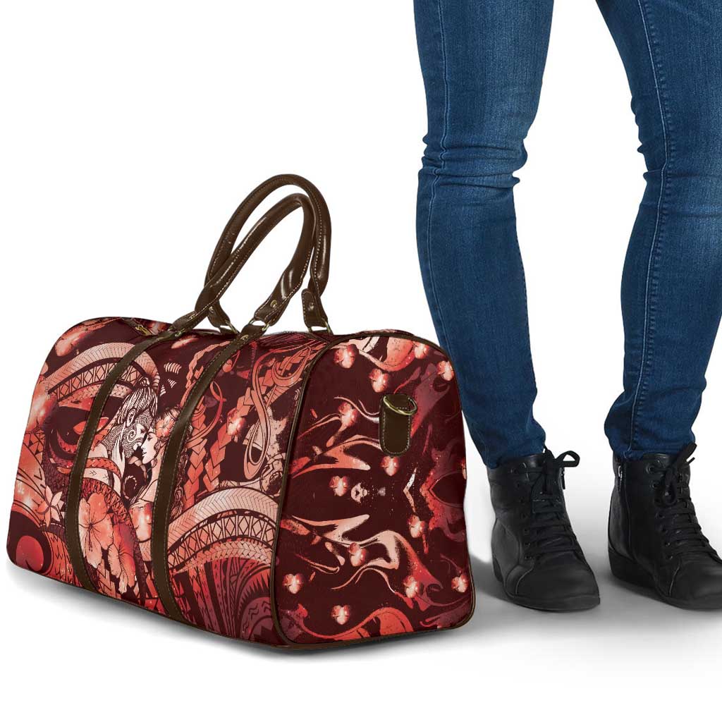 Maori Romantic Valentine Travel Bag The Hongi Kiss Red Galaxy